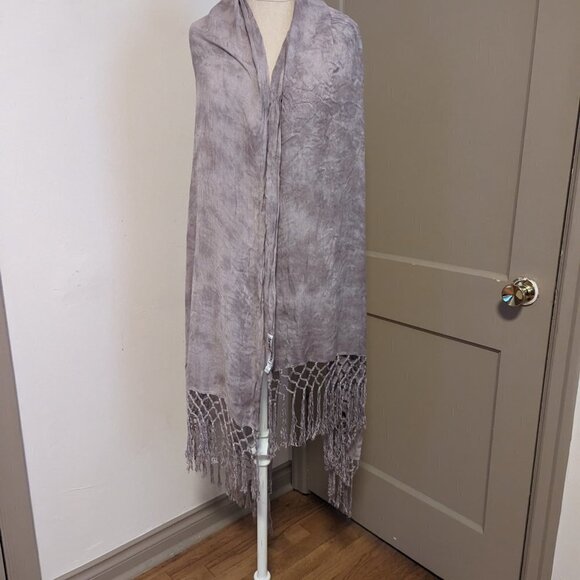 Brokedown Scarf Military Marble Wrap Fringe Acid Space Wash Rayon Boho Goth - Picture 4 of 5